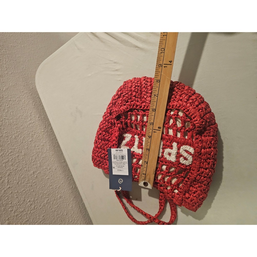 Universal Thread Small Red Raffia Spritz Tote Bag - Picture 5 of 6